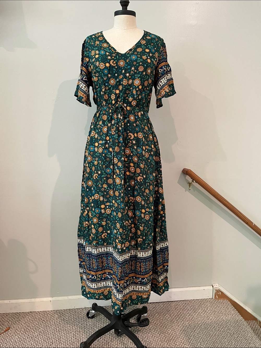 PrettyGarden Green maxi dress floral M